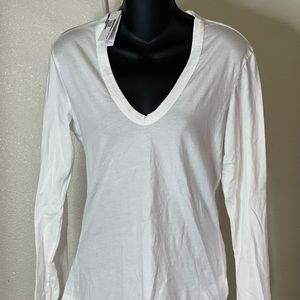 Standard James Perse Long sleeve V-neck Top, size 3 (juniors?), white